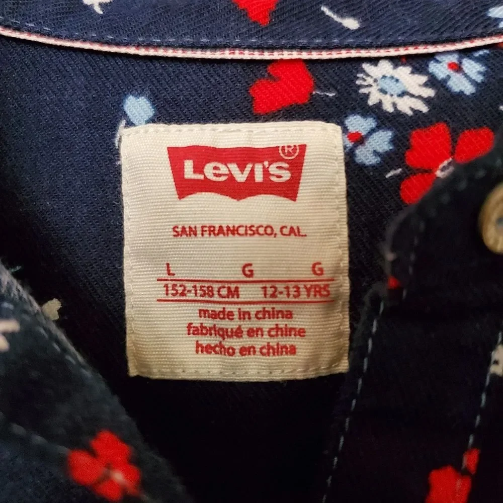 Levi's Navy Dress with Petite Floral Pattern Size L (12-13 yrs)
